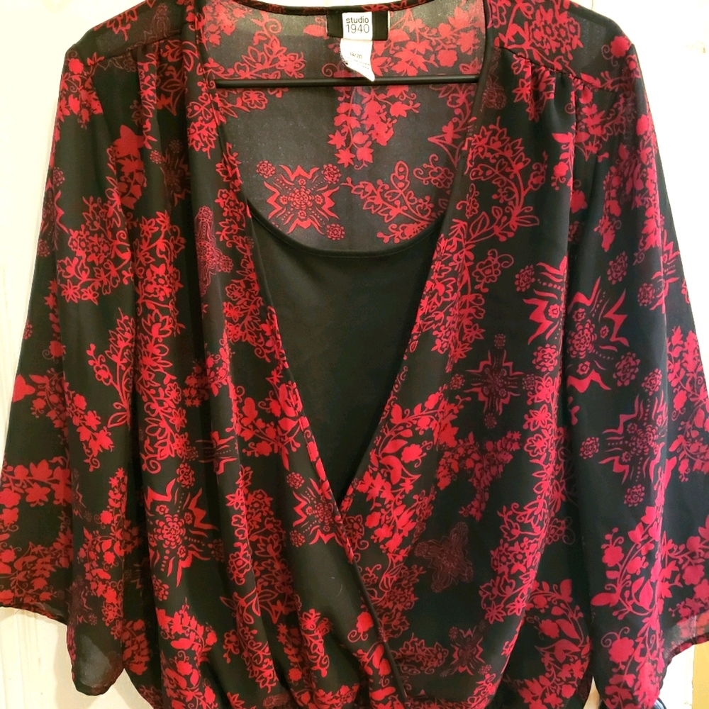 Size 18/20 red and black top